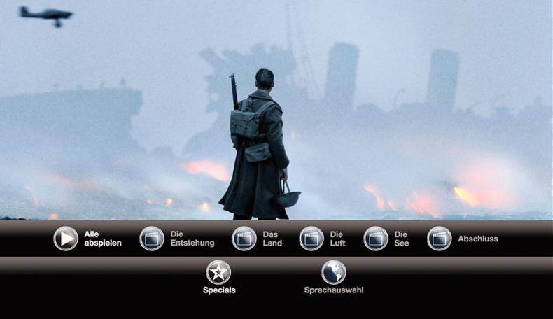 Menüstruktur auf der Bonus-Blu-ray THE MAKING OF DUNKIRK, R: Jason Hillhouse/Andy Thompson, USA 2017