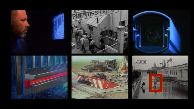 Zusammenstellung aus 6 Filmstills aus ARBEITER VERLASSEN DIE FABRIK, R: Harun Farocki, D 1995